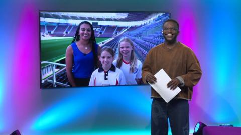 De-Graft in the studio with Nina and guests in the screen