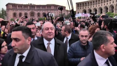 Armenia's president speaks to the leader of the protests