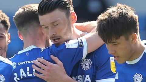 Kieffer Moore celebrates