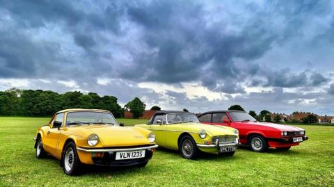 Three cars lined up