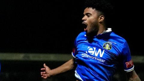 Gainsborough Trinity's Javelle Clarke (left) celebrates