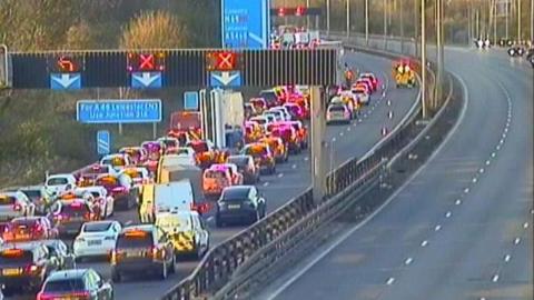 CCTV image of traffic queues on the M1