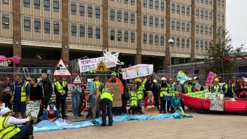 Protest at county hall