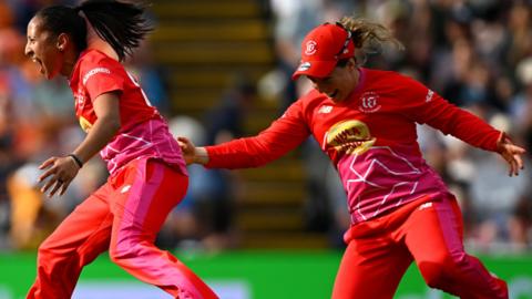 Shabnim Ismail celebrates her hat-trick