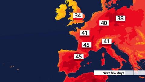 Forecast temperatures for Europe