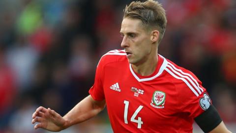 Dave Edwards playing for Wales