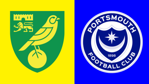 Side-by-side of Norwich City and Portsmouth club badges