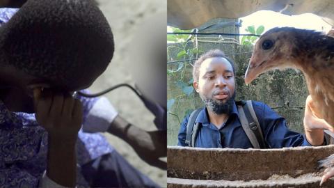 A split screen of unemployed doctors in Cameroon