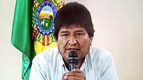 Bolivia's President Evo Morales announcing his resignation