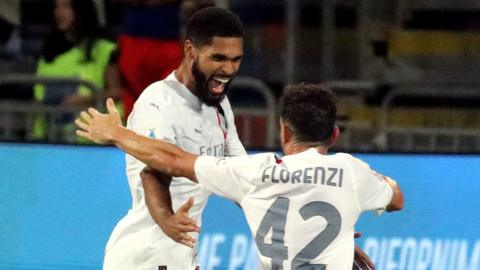 Ruben Loftus-Cheek celebrates scoring his first AC Milan goal against Cagliari