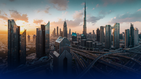 Dubai lanscape, with sunset in back