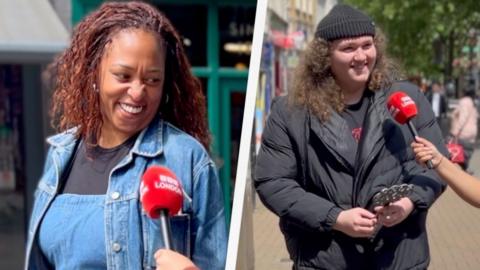 Alt: Split thumbnail: (Left) Lady smiles looking at a microphone (Right) Man holds a large prop key  