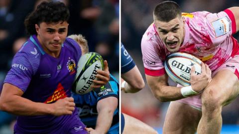 Exeter's Kane James and Harlequins centre Bryn Bradley play for English clubs