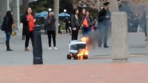 A robot on fire