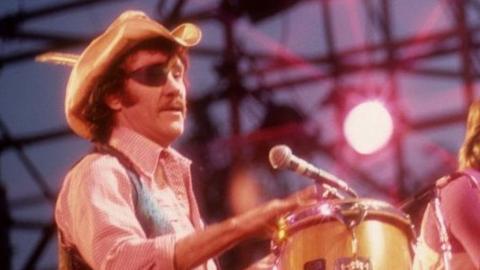 Singer Ray Sawyer and guitarist Dennis Locorriere American rock band Dr. Hook performing at the Schaefer Music Festival at the Wollman Rink in Central Park on August 22, 1979 in New York City