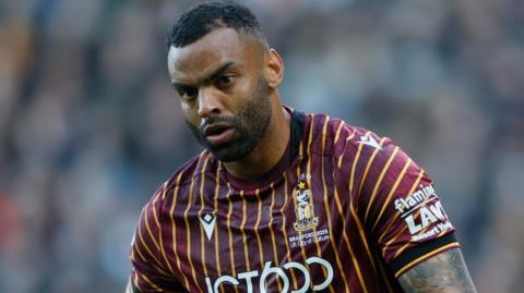 Defender Curtis Tilt in action for Bradford City in last month's League One play-off semi-final against Bolton Wanderers.