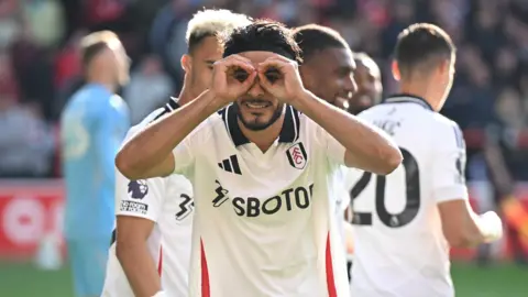 Raul Jimenez celebrates his goal against Forest with a binoculars styles celebration