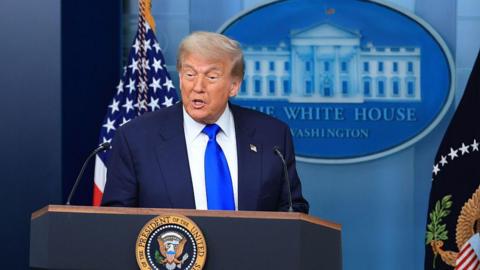 Donald Trump speaks from the White House 