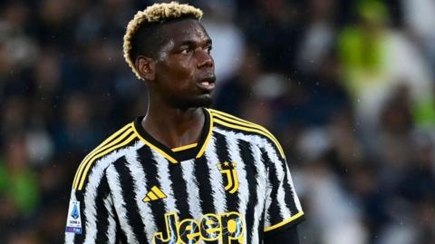 Paul Pogba playing for Juventus in 2023
