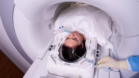 Laser therapy taking place on an epilepsy patient