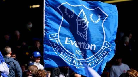 A blue flag with the Everton badge on