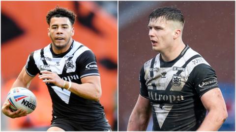 Darnell McIntosh (left) and Connor Wynne both ran in hat-tricks in the eight-try triumph over Toulouse