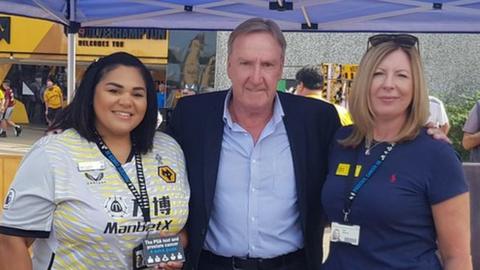 Steve Daley with Kelly Kusinski and Clare Waymont at the awareness event in the Fanzone