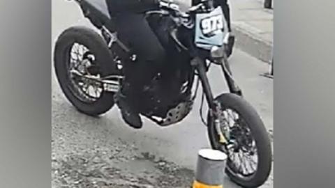 CCTV image of a scrambler-style bike