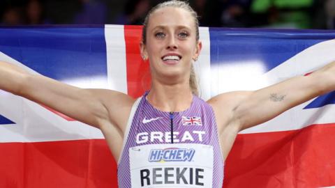 Jemma Reekie celebrates her world indoor silver