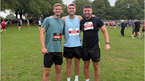 Jamie Burgess and friends at Robin Hood Half Marathon in Nottingham