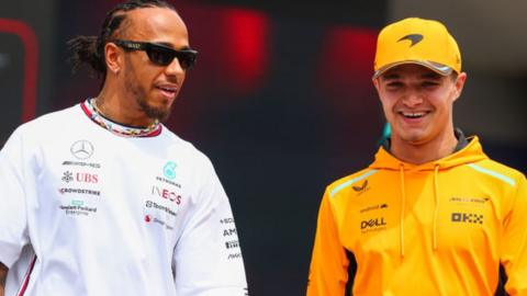 Lewis Hamilton with Lando Norris