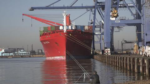 Container ship at Port of Felixstowe