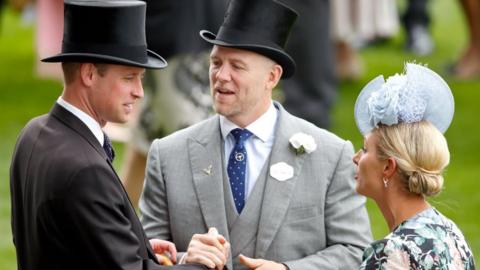 Prince William, Mike Tindall and Zara Tindall attend day one of Royal Ascot at Ascot Racecourse on June 18, 2019