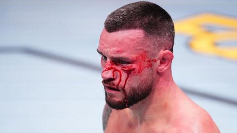 Kiefer Crosbie pictured bleeding in a fight