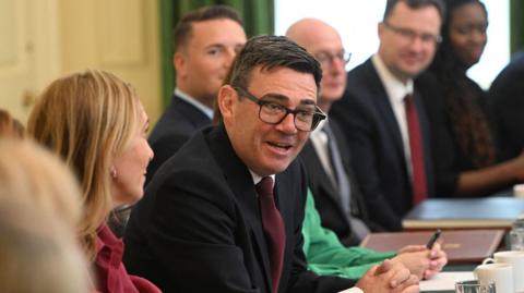 Andy Burnham speaking at the first meeting of his new cabinet in Downing Street