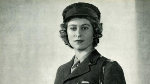 A young Princess Elizabeth in uniform.