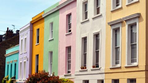 A colourful row of terraced houses