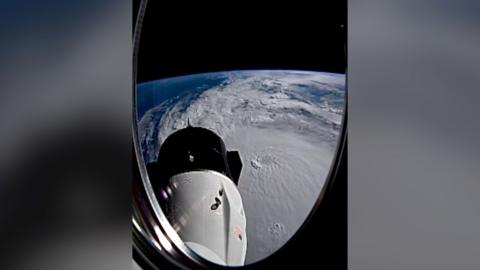 Clouds and the eye of a hurricane captured from space