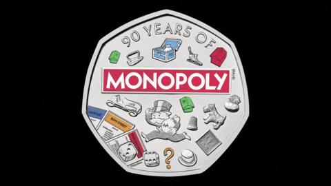 A close up image showing the Monopoly 50 pence piece