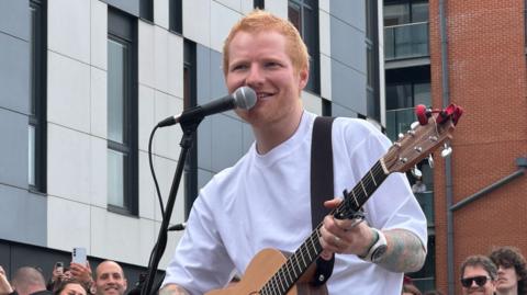 Ed Sheeran performing in Ipswich