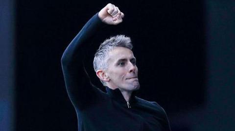 Kieran McKenna salutes the Ipswich fans after their narrow win over Birmingham.
