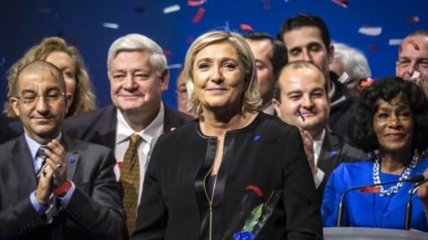 Marine Le Pen at the launch of her election manifesto