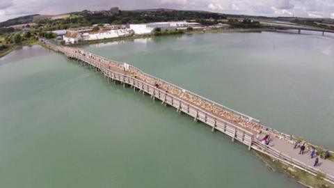 Shoreham Toll Bridge with flowers