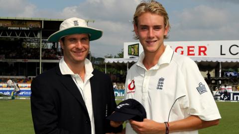 Stuart Broad with Michael Vaughan