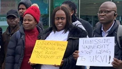 Nigerian students protesting at Teesside University in May