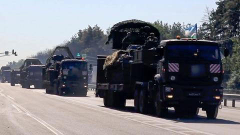 Russian troops delivering military equipment to the Kursk region, Russia