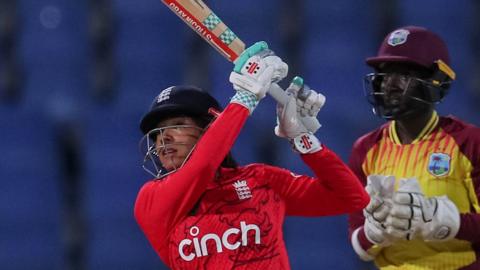 Sophia Dunkley batting for England v West Indies