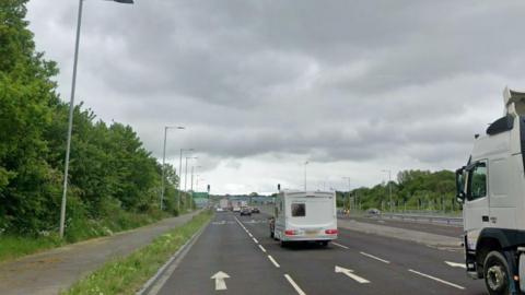 Google image of Bad Munstereifel Road (A2070), close to to Orbital Park, in Ashford, Kent  