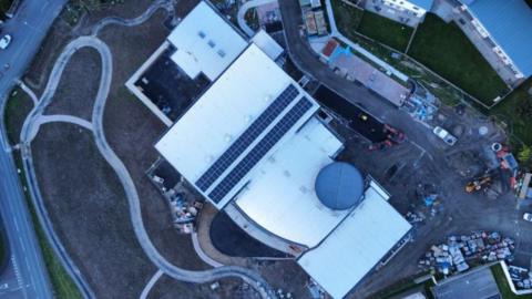An aerial view of the Roundhouse