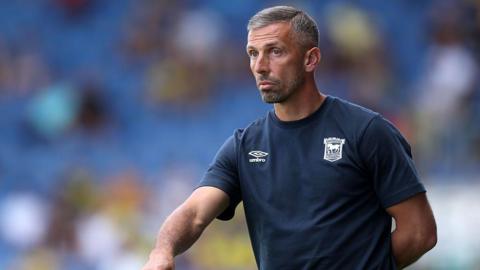 Gary O'Neil, the Ipswich Town manager, looks on